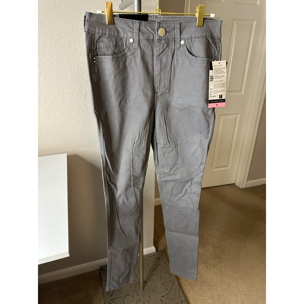Seven7 Skinny Pants Womens 6 Dark Grey NEW High Rise Skin-Fit MY1189WD